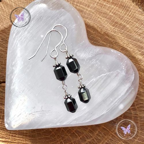 Hematite Faceted Drop Earrings